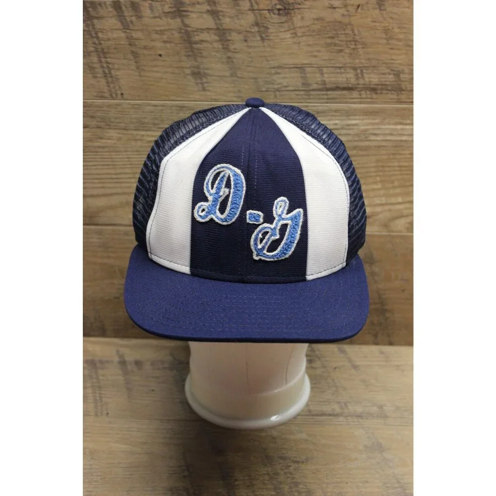 AJD Vintage Lucky Stripes Snapback Trucker Hat Size Large Chain‎ Stitch Knit